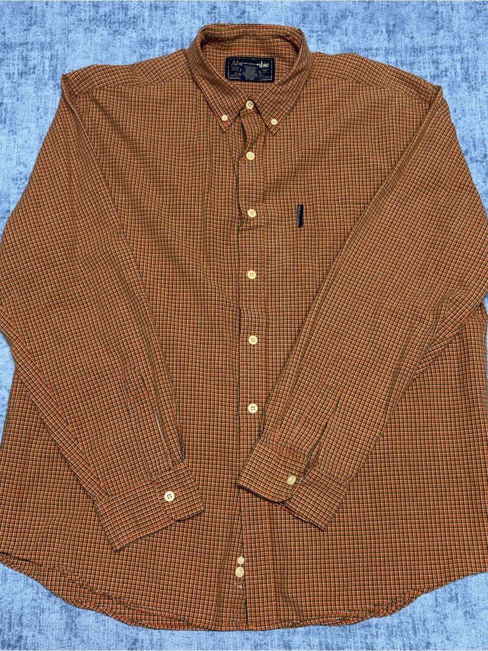 VTG Abercrombie & Fitch Men’s Large Brown Plaid Button Up Shirt 90s Y2K Preppy